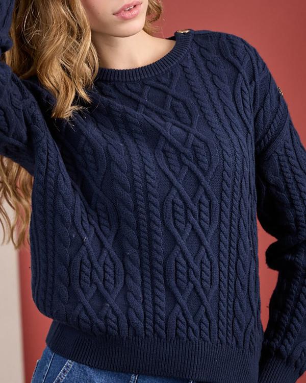 Pull torsadé bleu
