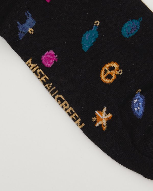 Chaussettes jacquard fantaisie de Noël en coton noir