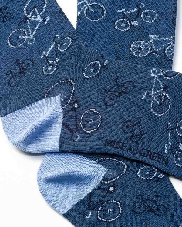 Chaussettes fantaisie motifs vélos bleu