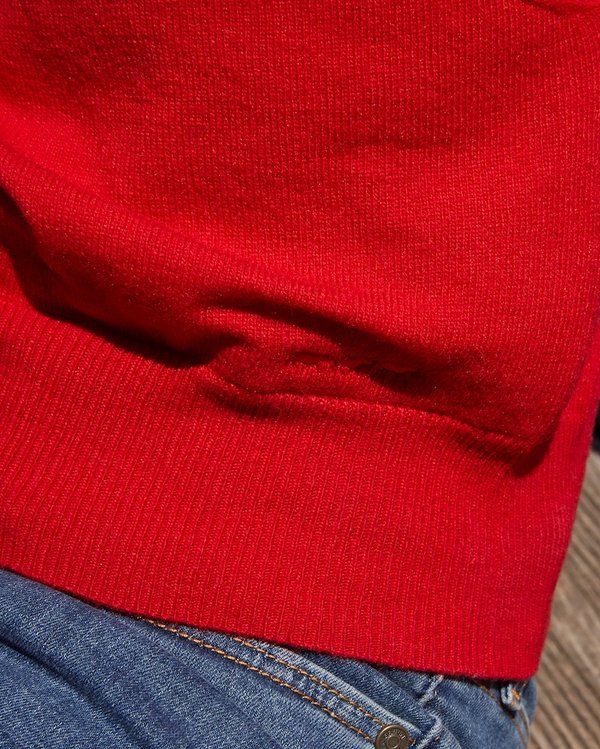 Pull cache cœur uni Mérinos et Cachemire rouge Pull cache cœur uni Mérinos et Cachemire rouge