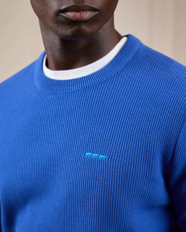 Pull nid d'abeille bleu