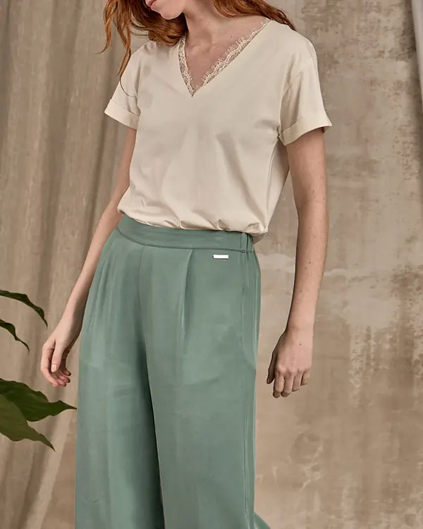 Pantalon fluide vert