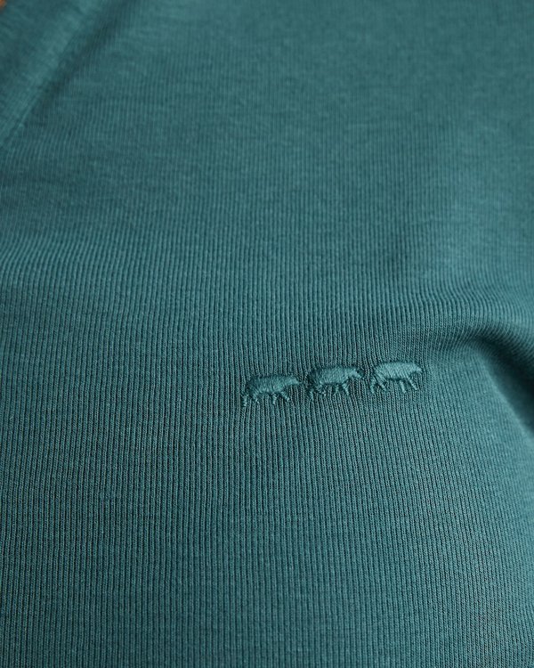 Polo à manches longues uni en coton vert