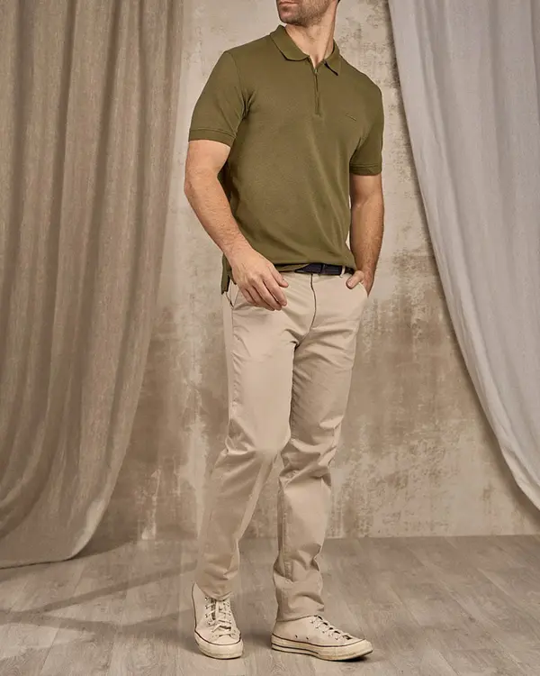 Polo col zippé vert