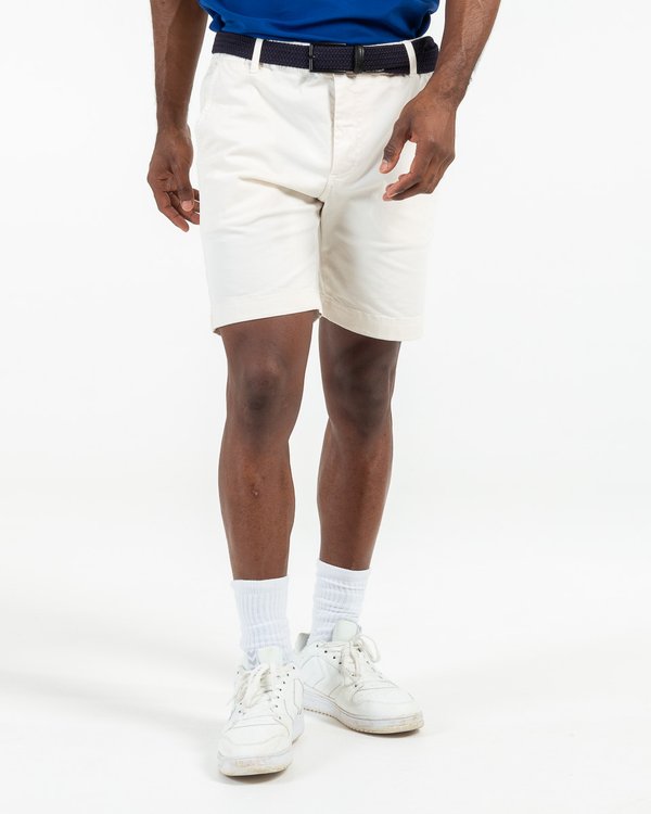 Bermuda chino uni taille élastique en coton blanc