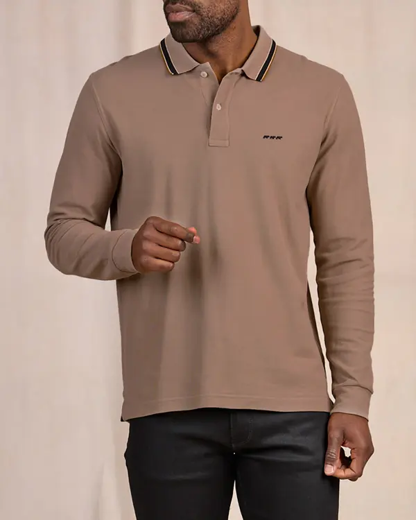 Polo détail col beige