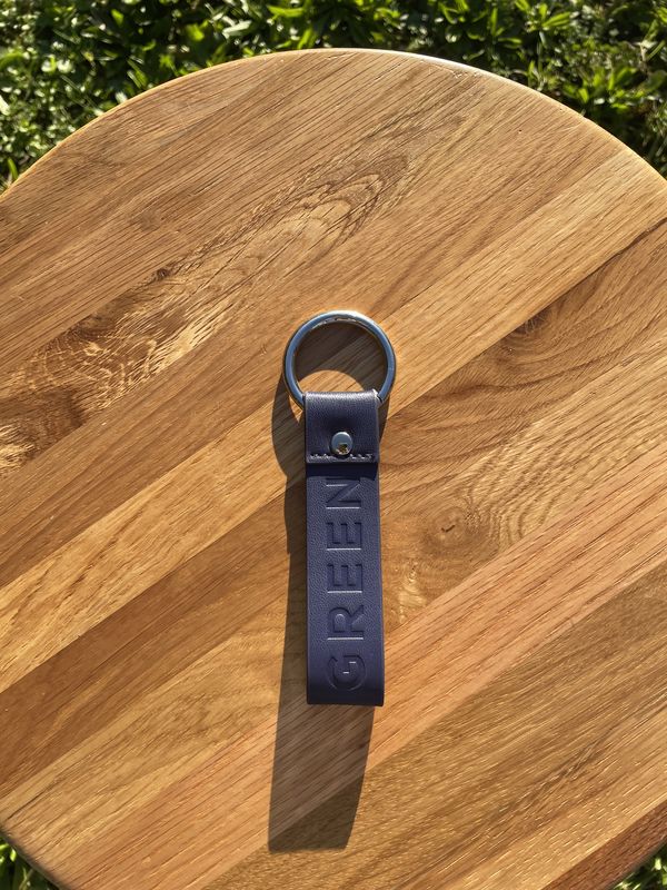 Porte-clés en simili cuir bleu