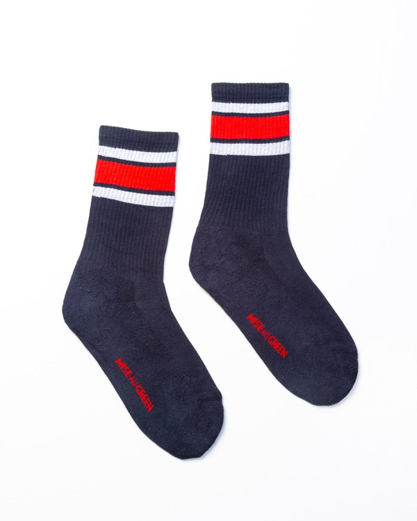 Chaussettes tennis rayées rouge