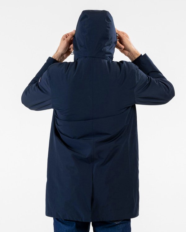 Parka longue rembourrée confort anti-transpirante capuche amovible bleu Parka longue rembourrée confort anti-transpirante capuche amovible bleu