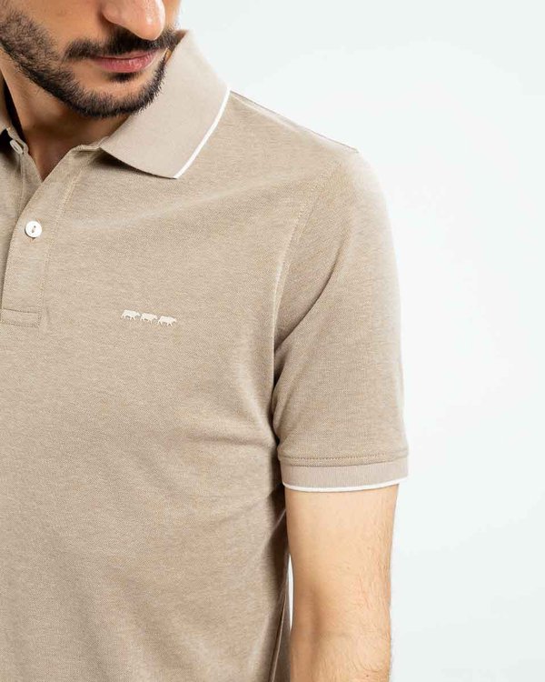 Polo uni manches courtes regular fit beige Polo uni manches courtes regular fit beige