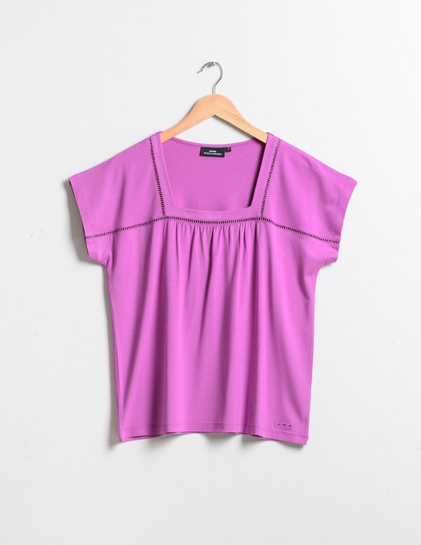T-shirt uni manches courtes encolure carré T-shirt uni manches courtes encolure carré