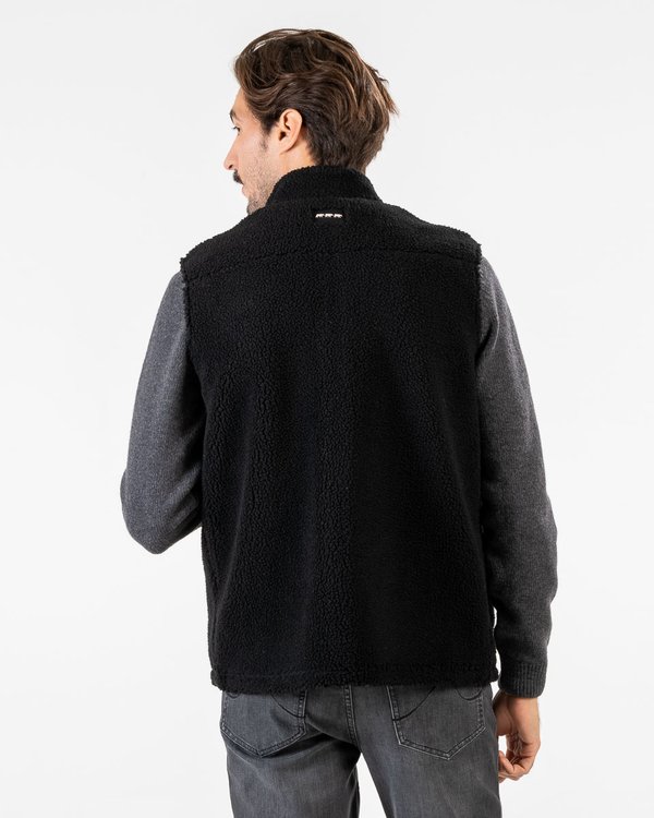 Gilet polaire sans manches zippé uni noir