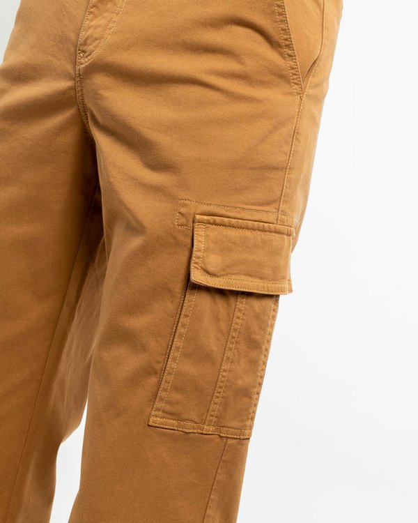 Pantalon uni coton et élasthanne beige