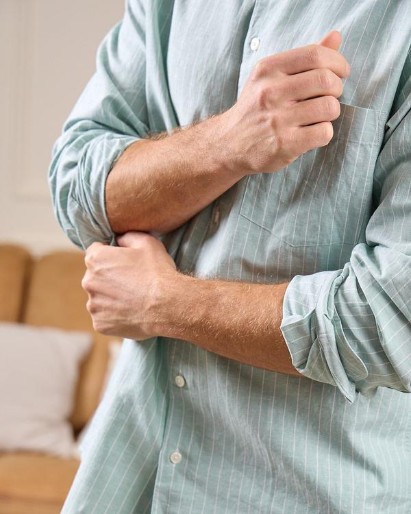 Chemise rayures fines vert