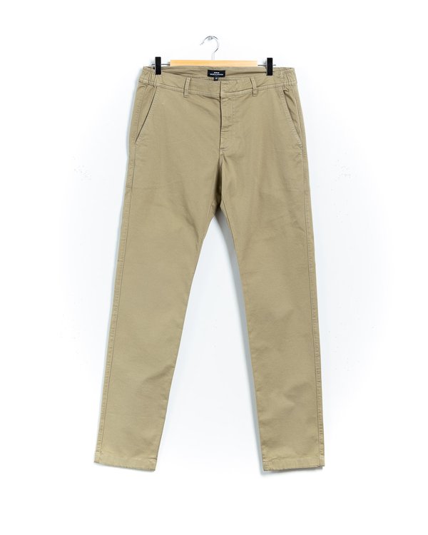 Pantalon chino taille élastique en coton gris