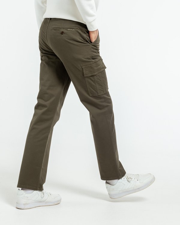 Pantalon uni coton et élasthanne vert Pantalon uni coton et élasthanne vert