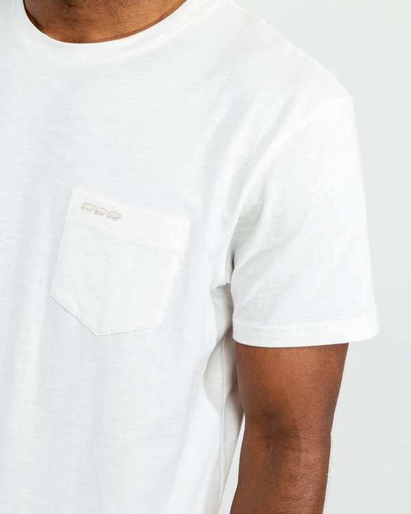 T-shirt uni manches courtes poche poitrine en coton blanc
