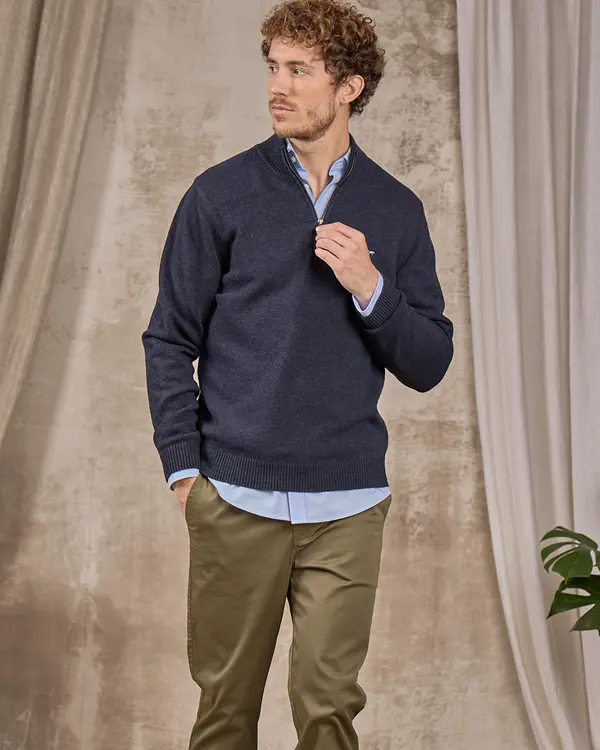 Pull col camionneur bleu Pull col camionneur bleu