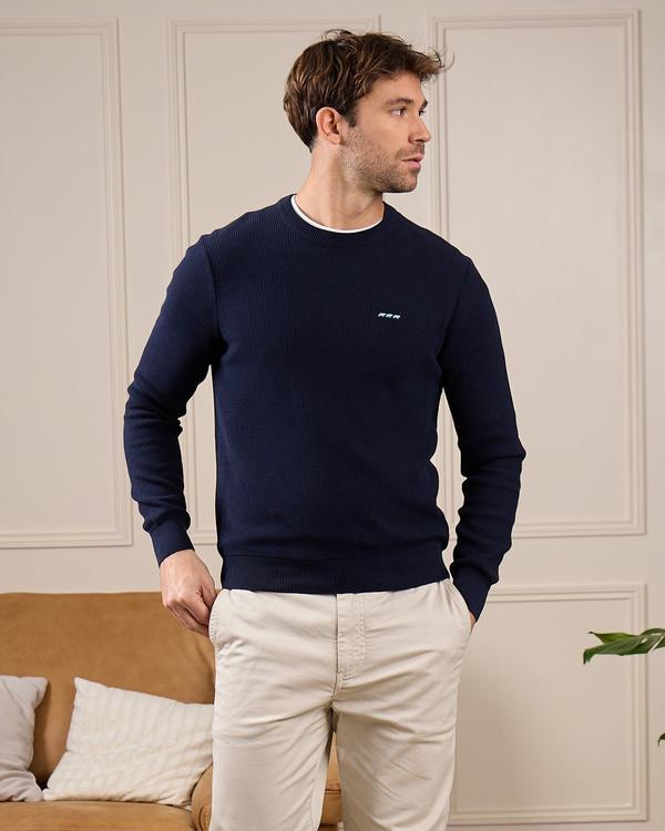 Pull nid d'abeille bleu