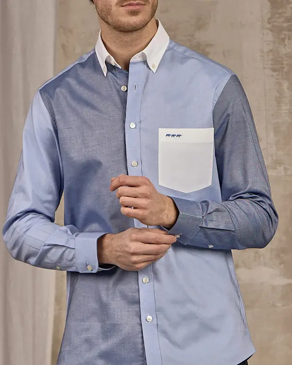 Chemise manches longues bleu