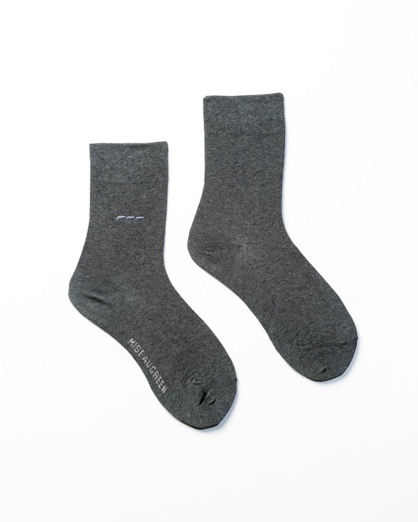 Chaussettes unies broderie 3 vaches gris