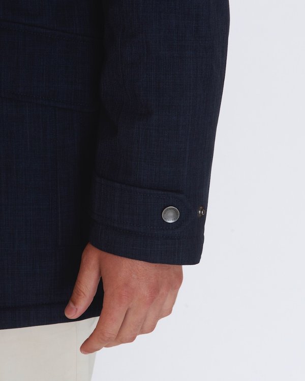 Parka longue unie zippée à capuche bleu Parka longue unie zippée à capuche bleu