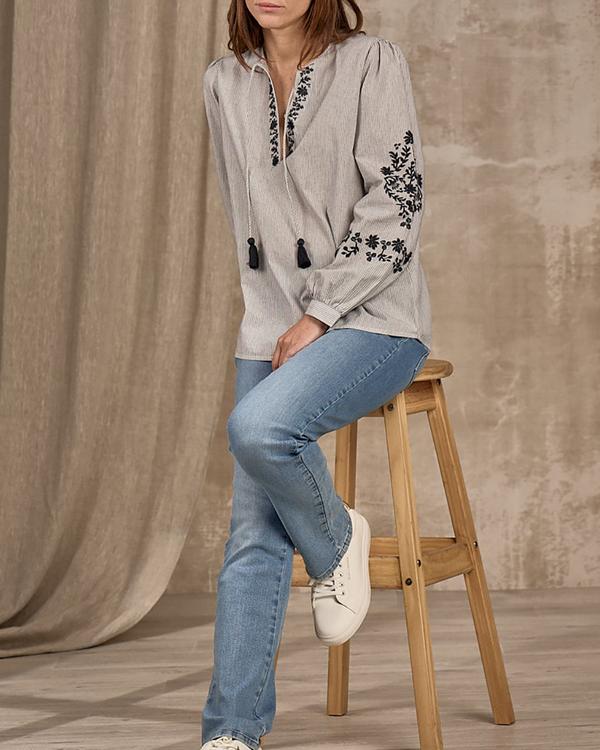 Chemise broderie Dakota bleu