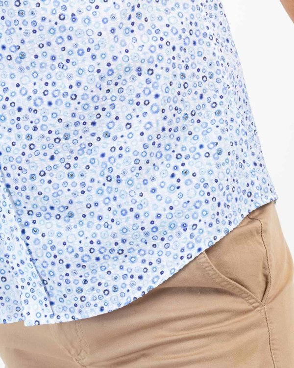 Chemise manches courtes à micro-motifs en coton blanc Chemise manches courtes à micro-motifs en coton blanc