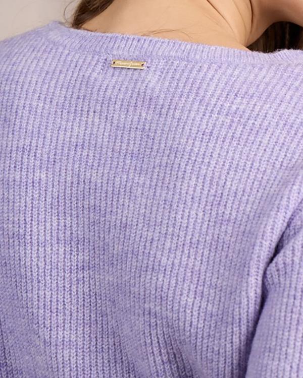 Pull aux détails ajourés violet