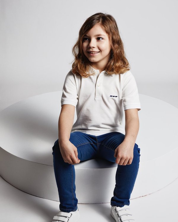 Polo Douglas enfant manches courtes en coton blanc Polo Douglas enfant manches courtes en coton blanc