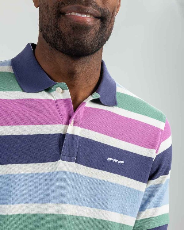 Polo rayé manches courtes regular fit rose