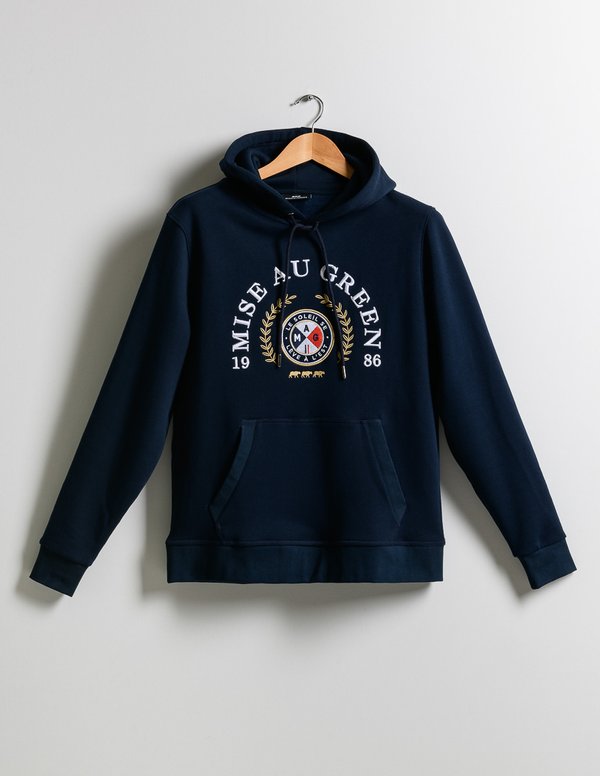 Sweat à capuche unisexe blason Le soleil se lève à l'Est bleu