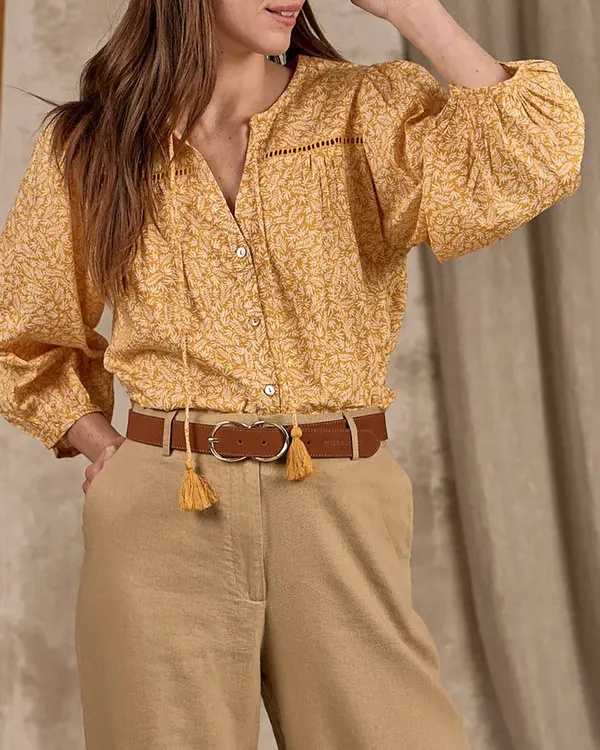 Chemise fleurie jaune