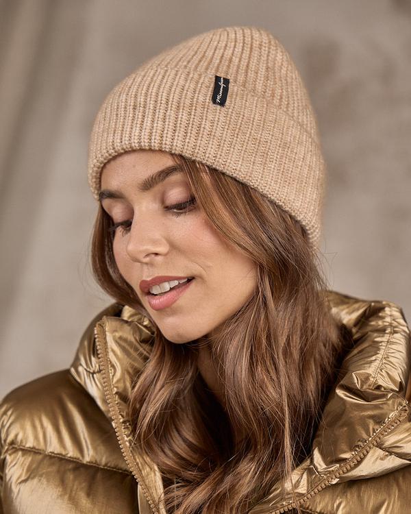 Bonnet maille beige Bonnet maille beige