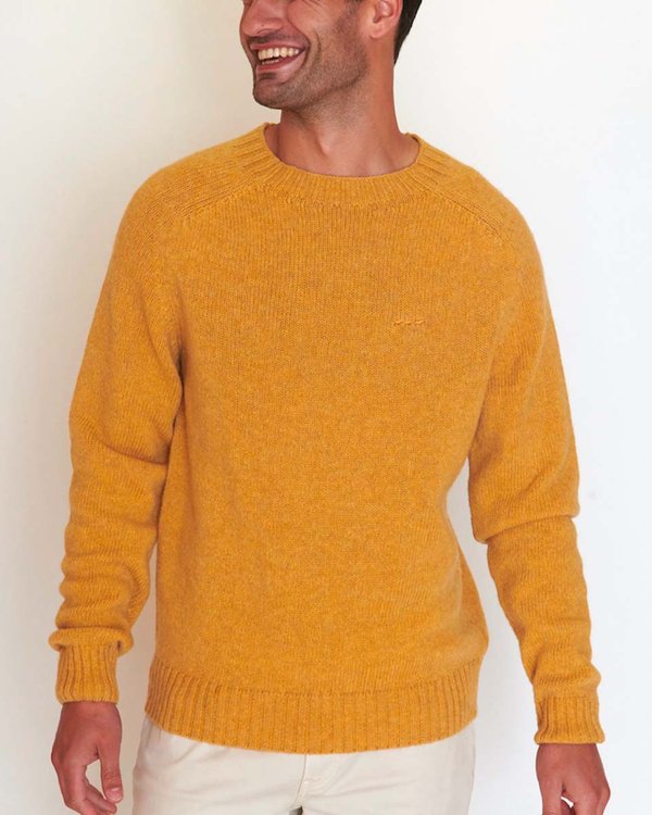 Pull tricot à manches raglan 100% laine vierge italienne jaune