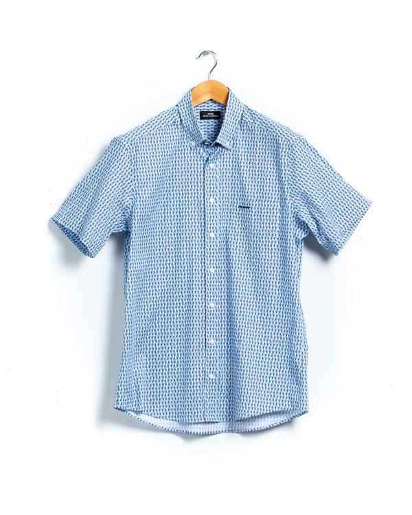 Chemise imprimée à manches courtes regular fit blanc