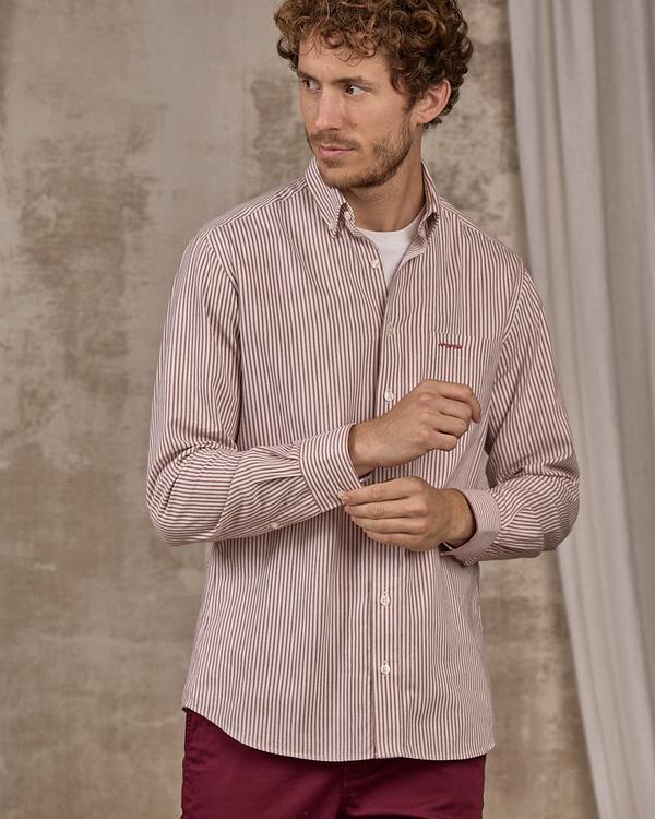 Chemise rayures verticales rouge