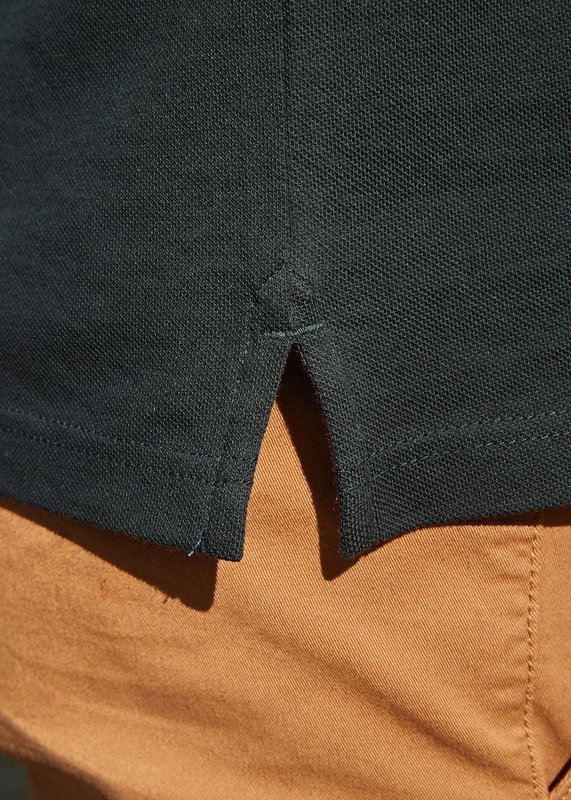 Polo manches longues col chemise à motifs vert