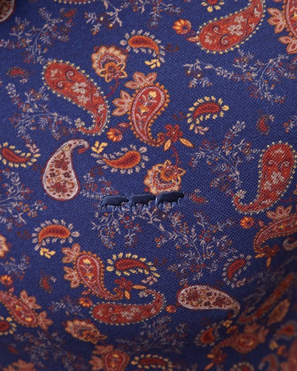 Polo modern fit à motif cachemire en coton bleu