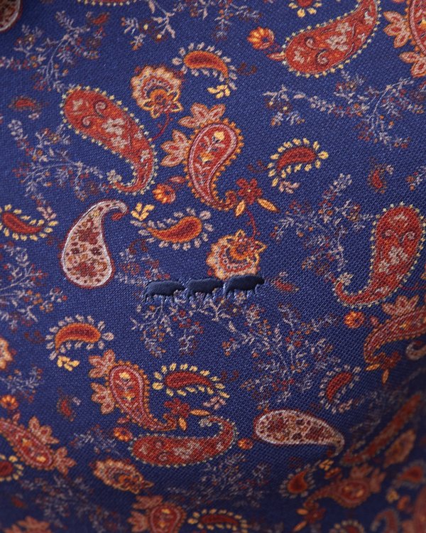 Polo modern fit à motif cachemire en coton bleu Polo modern fit à motif cachemire en coton bleu