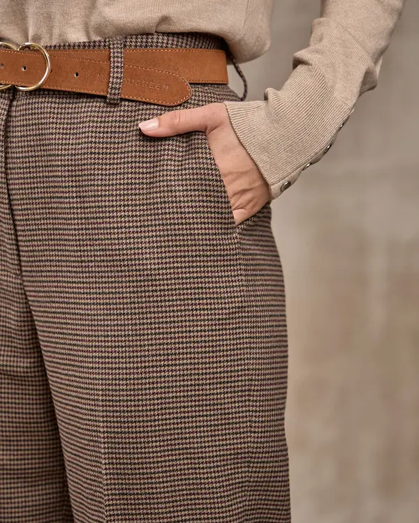 Pantalon pied-de-poule beige Pantalon pied-de-poule beige