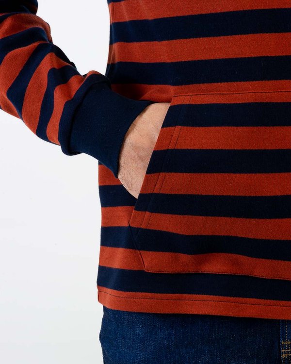Sweat à capuche rayé en coton bleu Sweat à capuche rayé en coton bleu