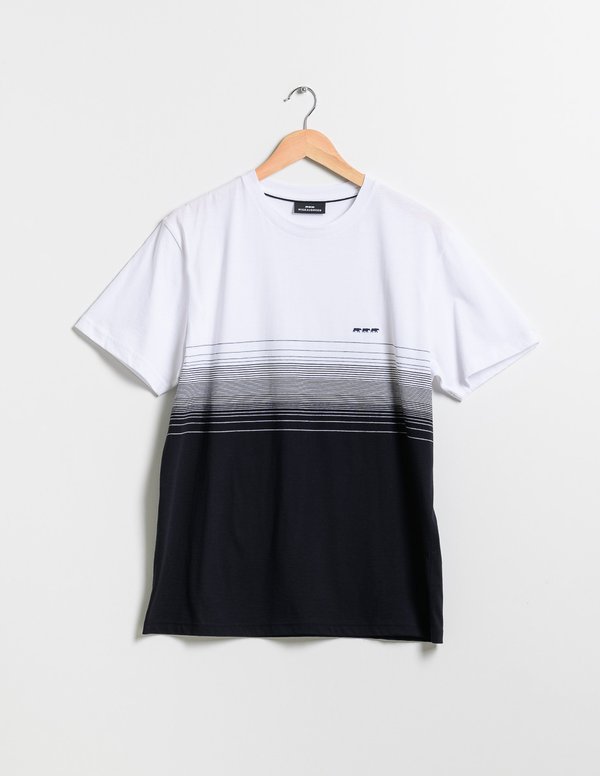 T-shirt manches courtes col rond fantaisie en coton blanc