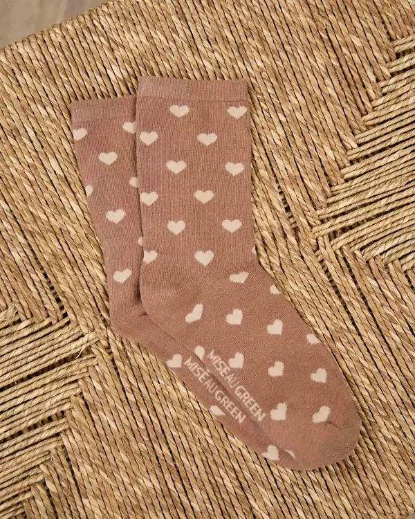 Chaussettes cœurs Guilie beige