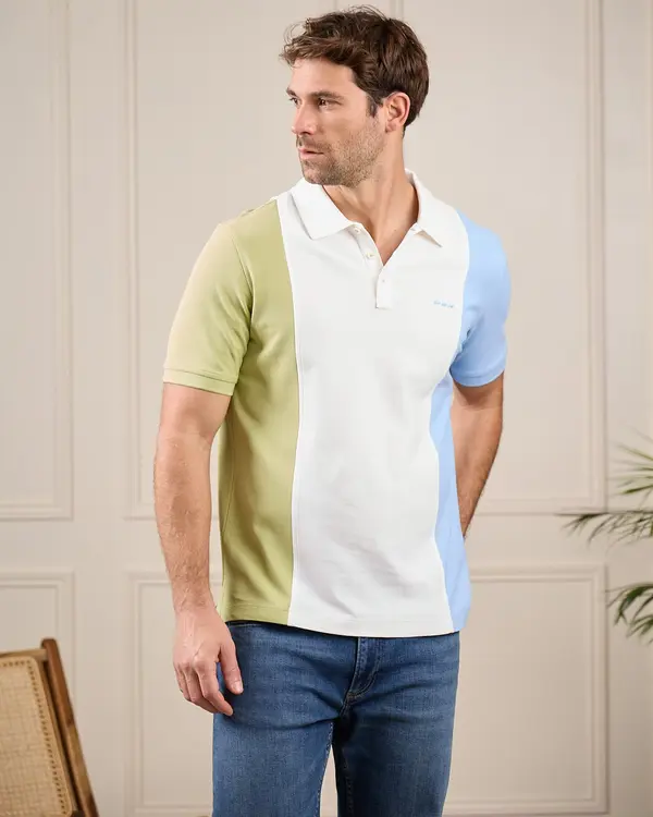 Polo colorblock Garret blanc