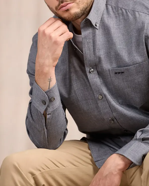 Chemise manches longues gris