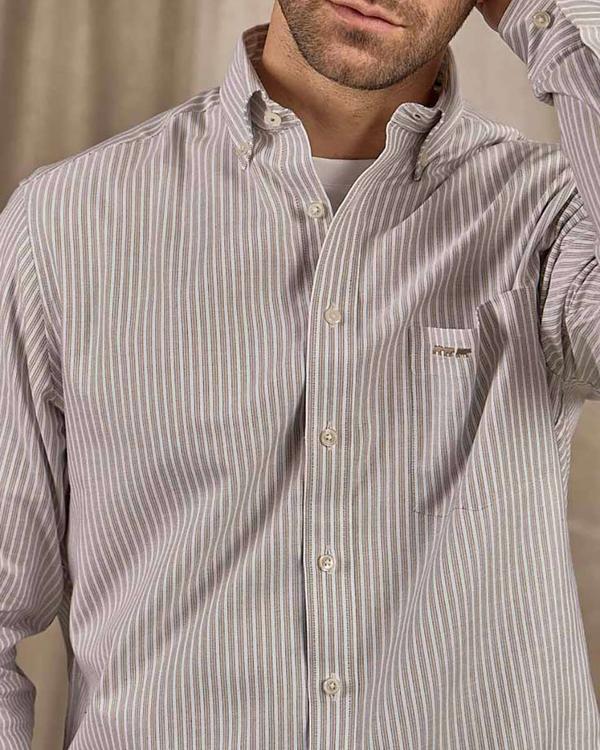 Chemise à rayures beige