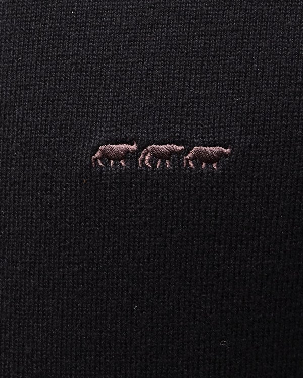 Pull Adam col roulé uni manches longues en coton cachemire noir