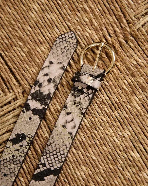 Ceinture motif python Glenda beige