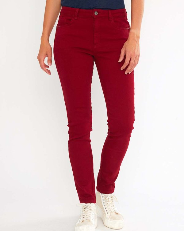 Jean slim Louise 5 poches uni rouge Jean slim Louise 5 poches uni rouge